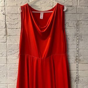 🔥 Fiery Red Cowl Neck Midi Dress – Plus Size 1X 🔥